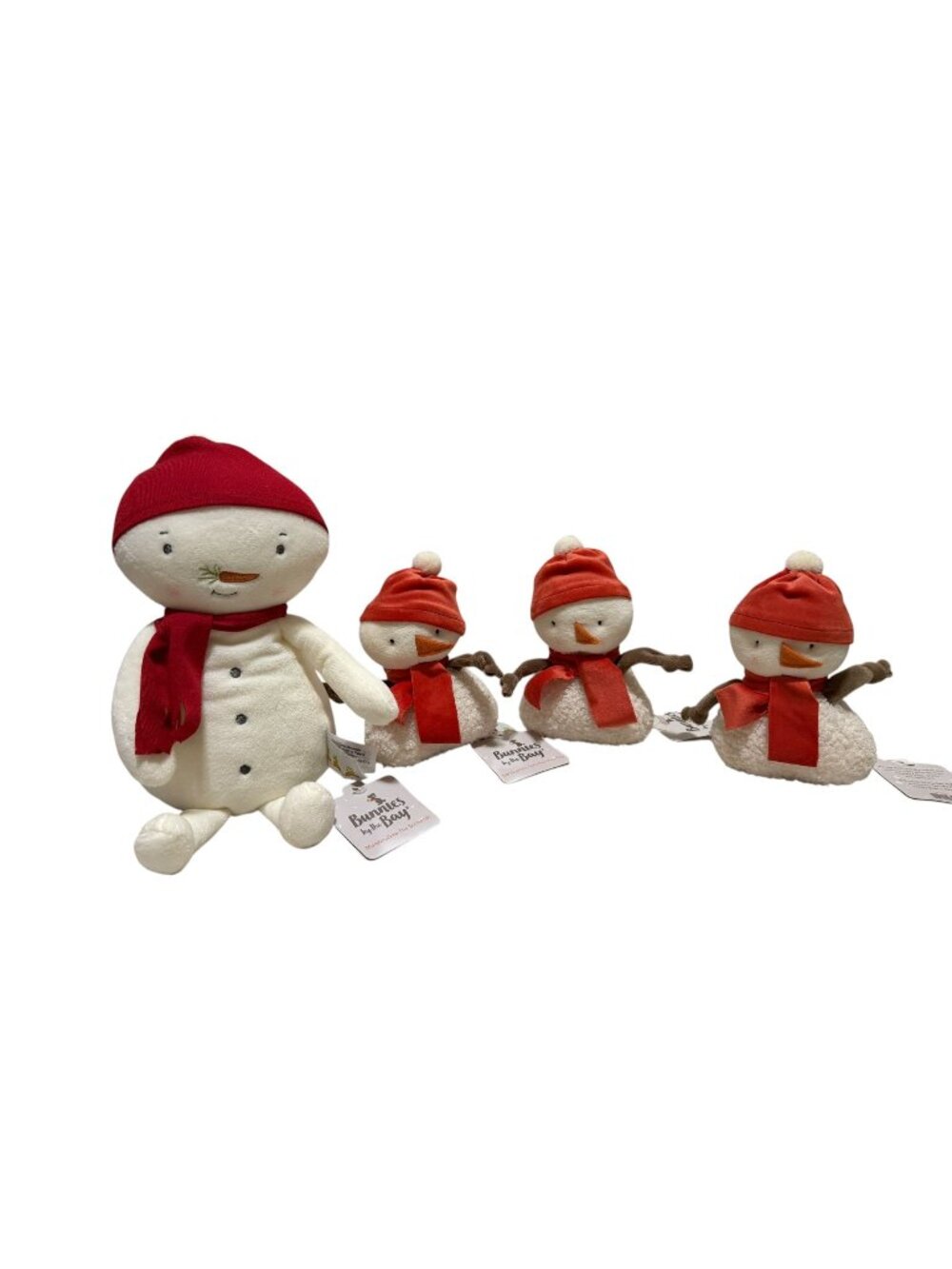 Bunnies By The Bay Marshmallow Snowman Set of 4 Plush Toys With Tags Christmas